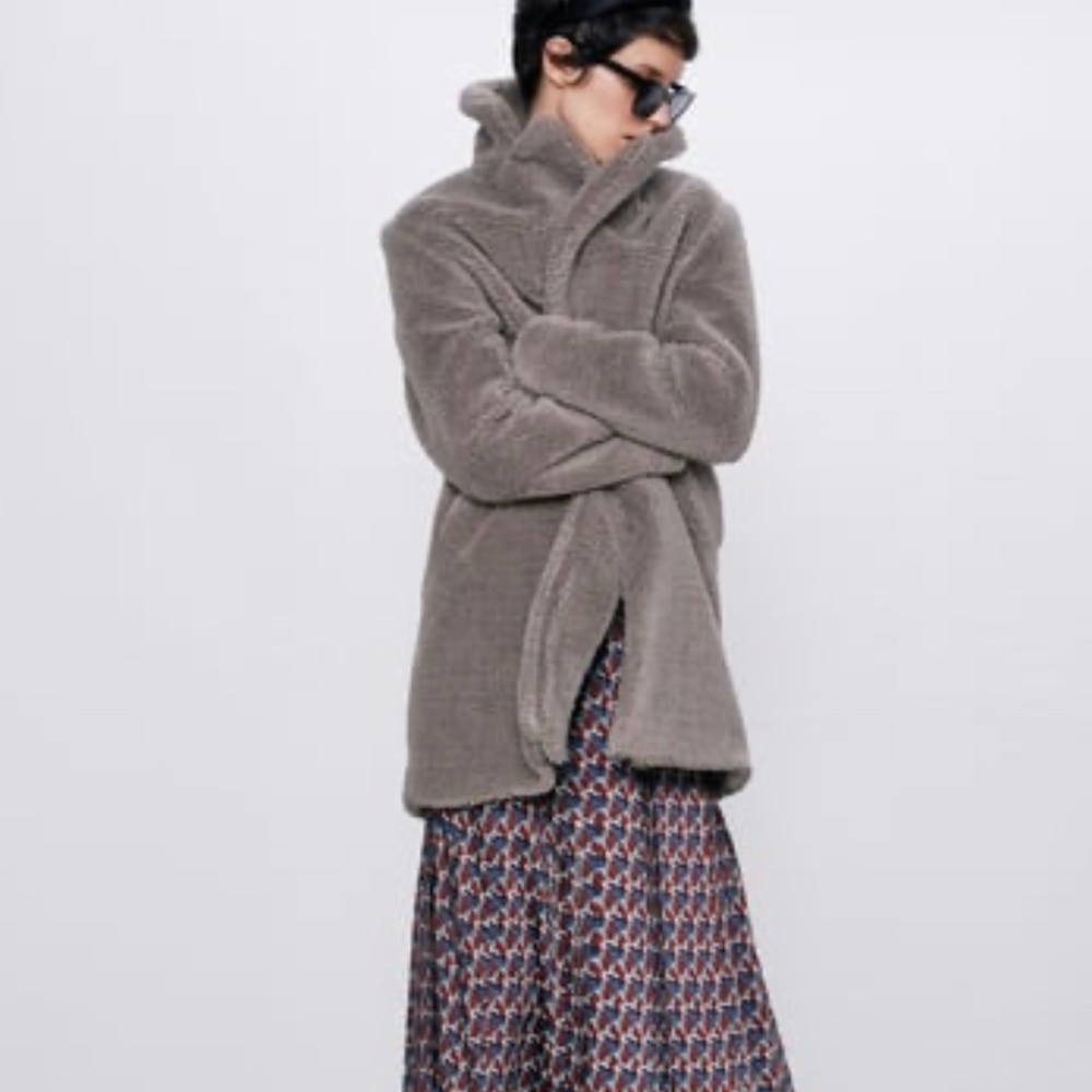 ZARA Fleece Coat:Gray, US M ,L, XL, XXL - Picture 3 of 10